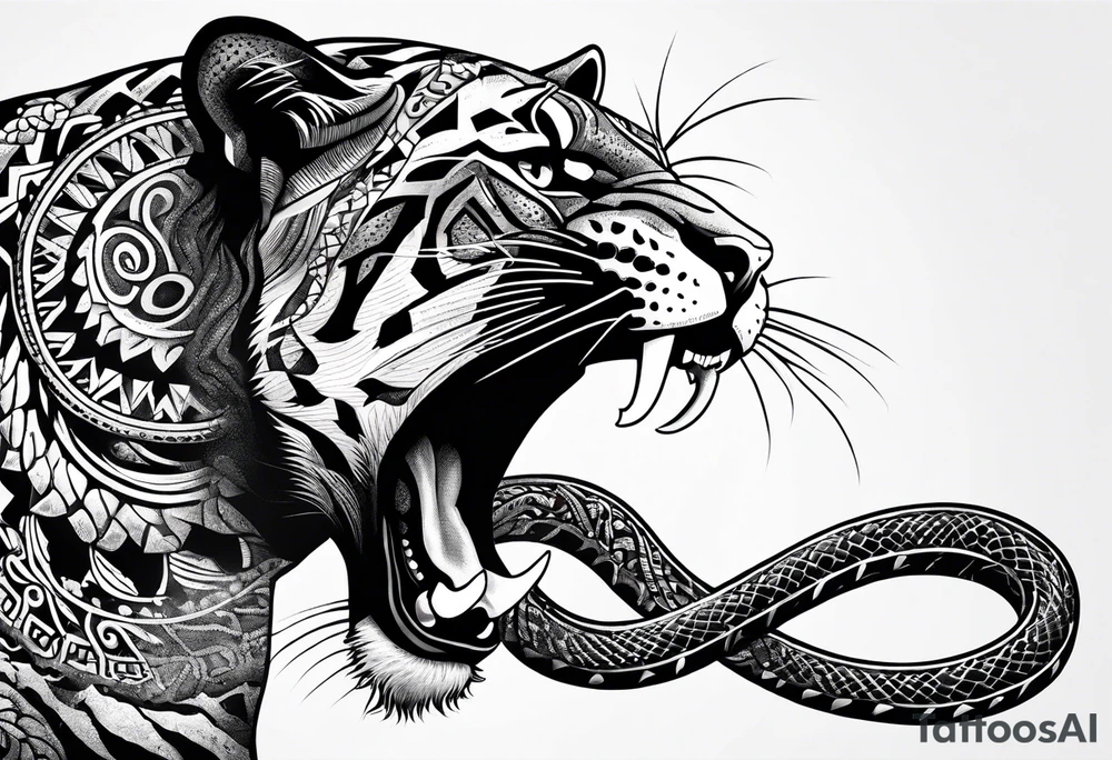 aztec black jaguar with snake tattoo idea