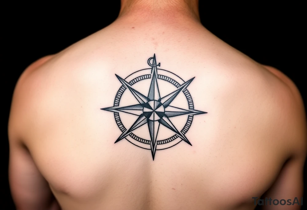 Compass rose done in the style used on tattoos during World War Two tattoo idea
