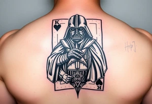 king of hearts card with army star Darth Vader tattoo idea