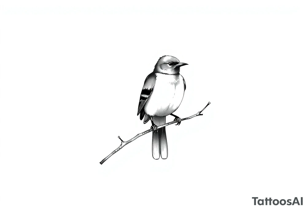 Male European Blackbird sitting on a branch tattoo idea tattoo idea