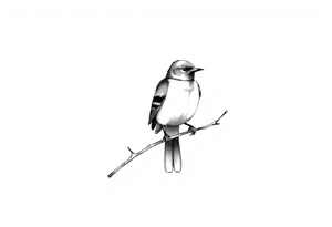 Male European Blackbird sitting on a branch tattoo idea tattoo idea