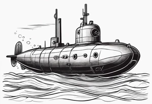 modern submarine surfacing slight left turn tattoo idea