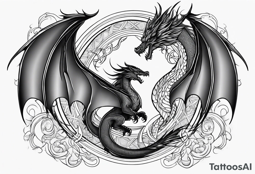 Dragon and phoenix tattoo idea