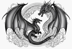 Dragon and phoenix tattoo idea