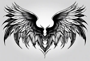 female back tattoo.  one angel wing and one devil wing tattoo idea