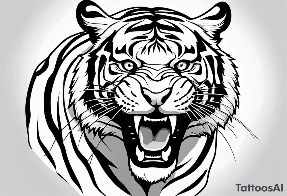 tiger smiling leaping tattoo idea