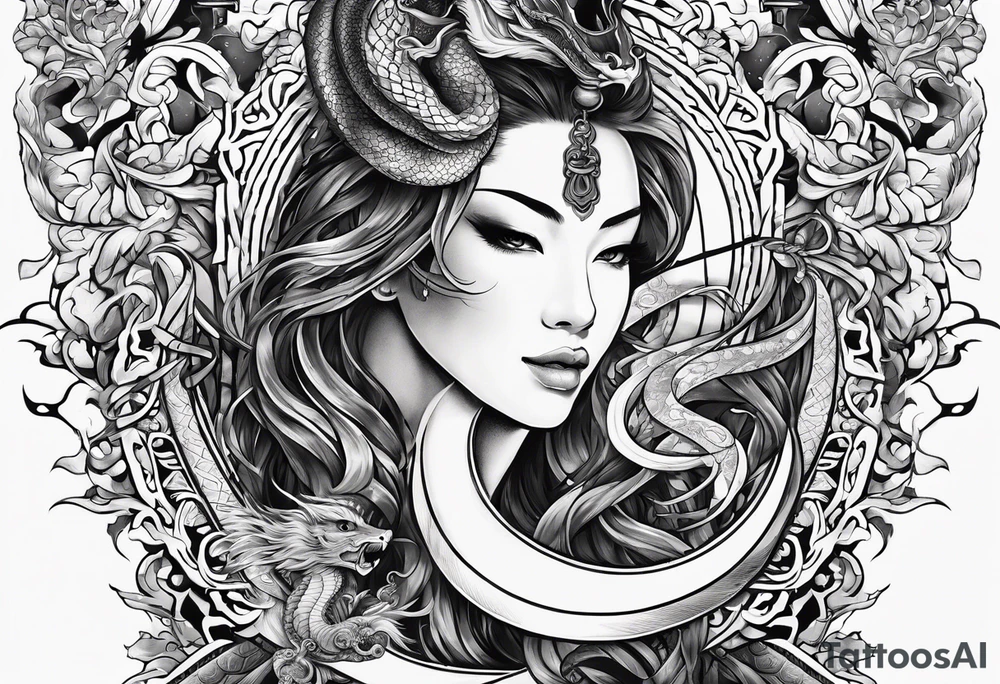 Almighty God's sword cutting off the serpent head off tattoo idea