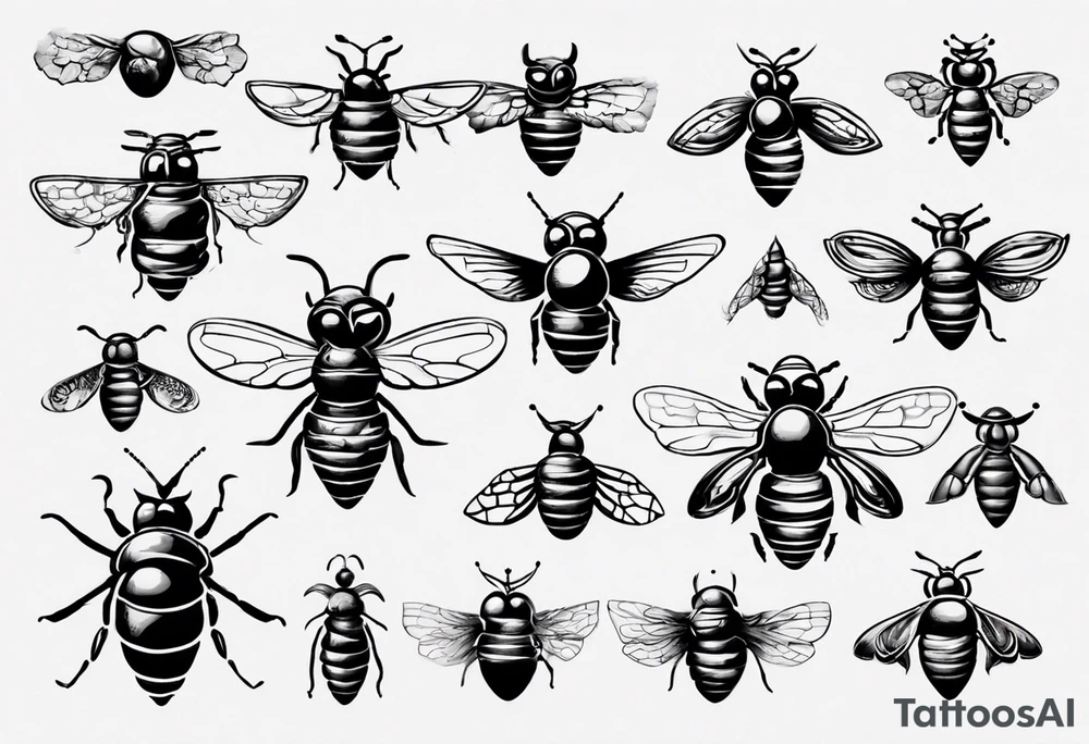 Biene, comic, klein, seitenansicht , mit gesicht tattoo idea Biene, comic, klein, seitenansicht , mit gesicht tattoo idea