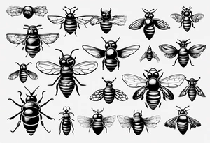 Biene, comic, klein, seitenansicht , mit gesicht tattoo idea