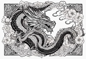 Stars with dragon like line tattoo idea