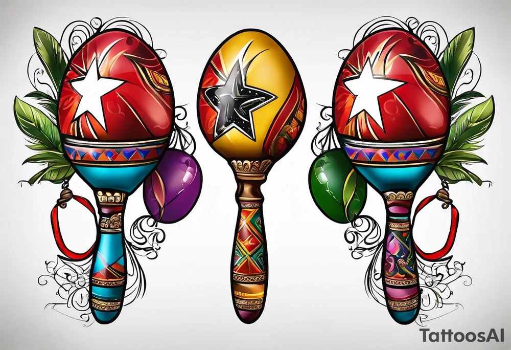 2 swinging maracas with cuban star tattoo idea