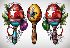 2 swinging maracas with cuban star tattoo idea