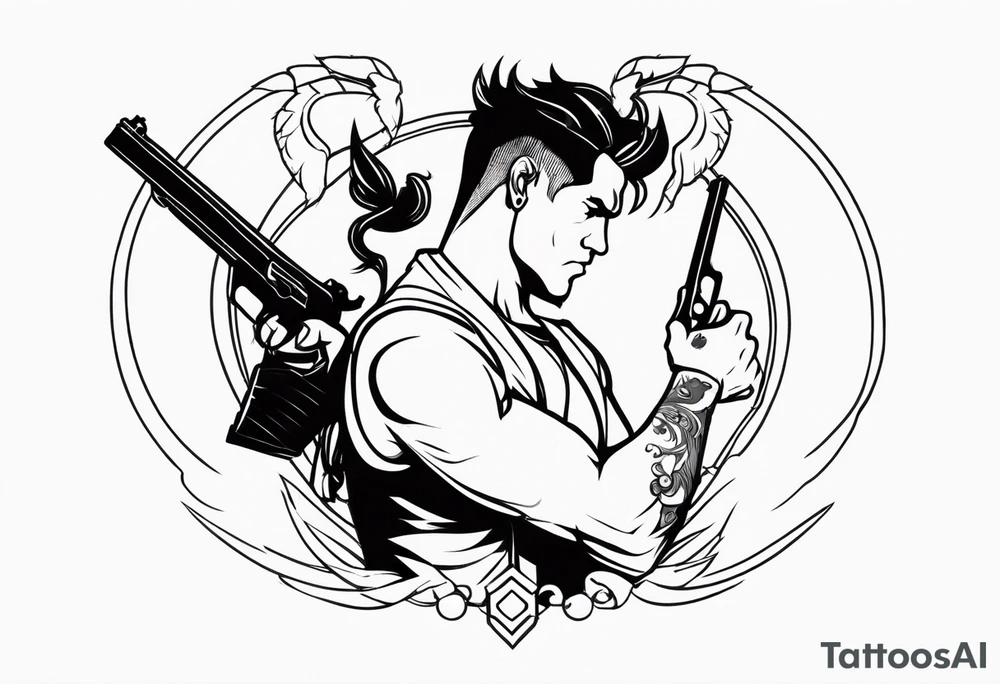 capricorn man with gun tattoo idea