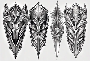 Dragonscale Leg armor symmetrical tattoo idea