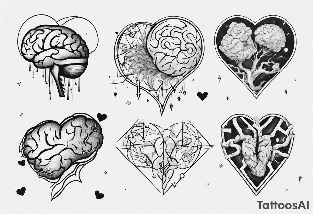 Heart and brain floating away tattoo idea