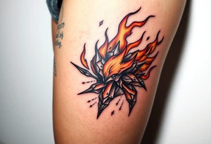 toxic world on fire tattoo idea