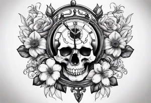 skull, lion, clock, flower, trident, anchor, tattoo idea