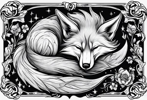 Creepy evil fox sleeping dead tattoo idea