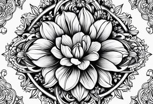 tulip and lilac mandala tattoo idea