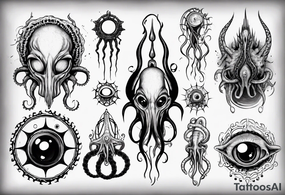 lovecraft theme with tentacle+++ and eyes for forearms tattoo idea lovecraft theme with tentacle+++ and eyes for forearms tattoo idea