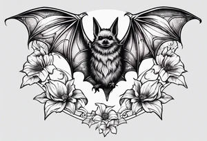 Vines flowers bat stars tattoo idea