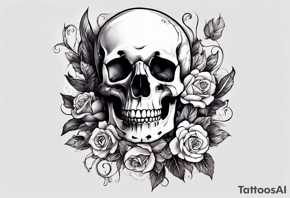 bone that fills entire arm from shoulder to fingers, pain, skulls, dead flowers tattoo idea