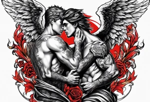 Angel and Devil fighting back tattoo design tattoo idea