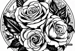 Rose birds clock tattoo idea