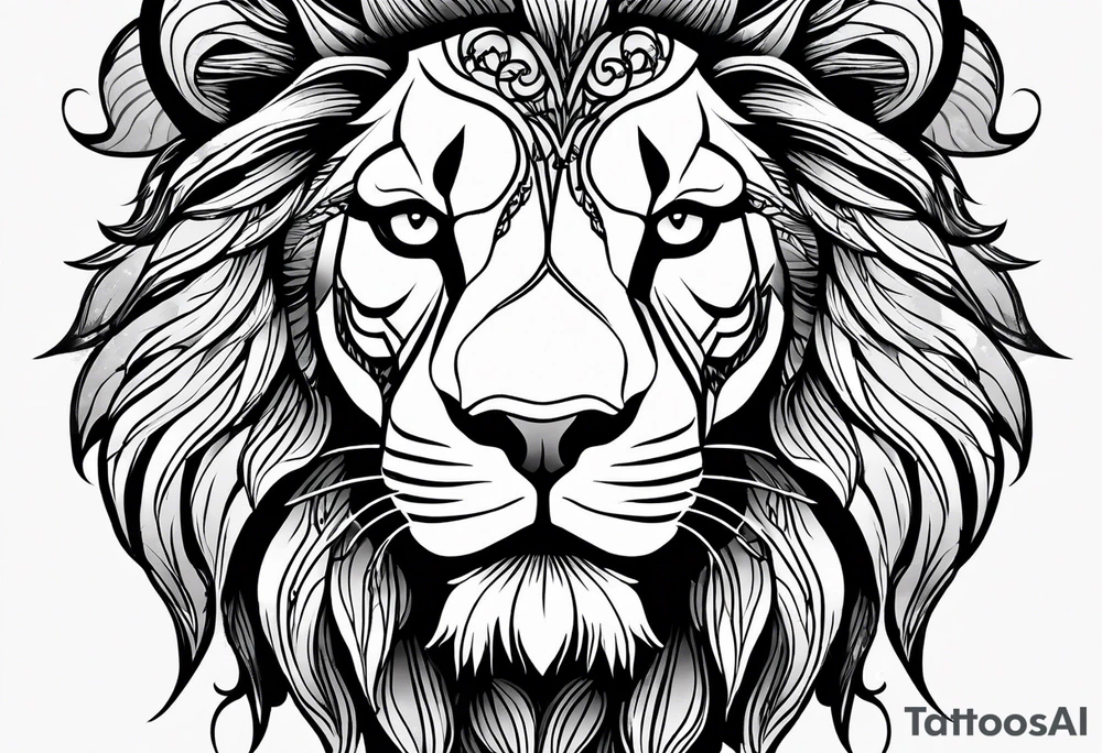 powerful majestic lion, close-up tattoo idea