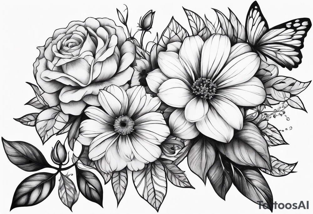 Floral with flowers arm sleeve tattoo idea