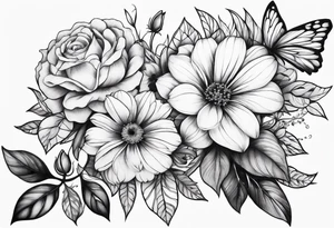 Floral with flowers arm sleeve tattoo idea