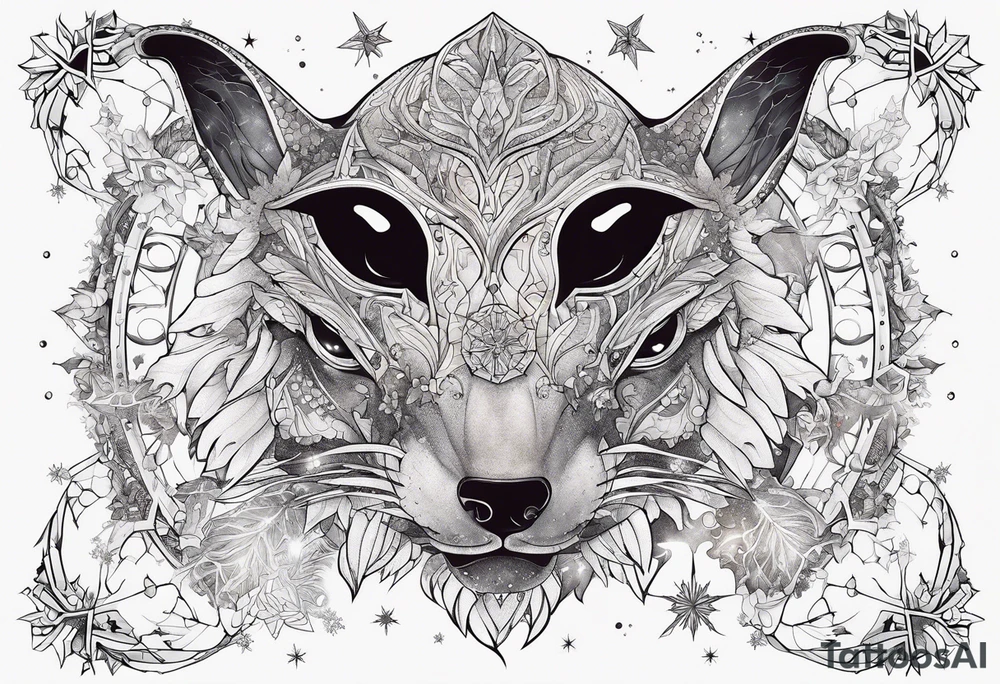 Constellation, animal alien, snowflake tattoo idea