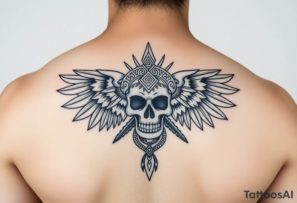 Create a mexican Aztec tattoo with life and death as the theme tattoo idea