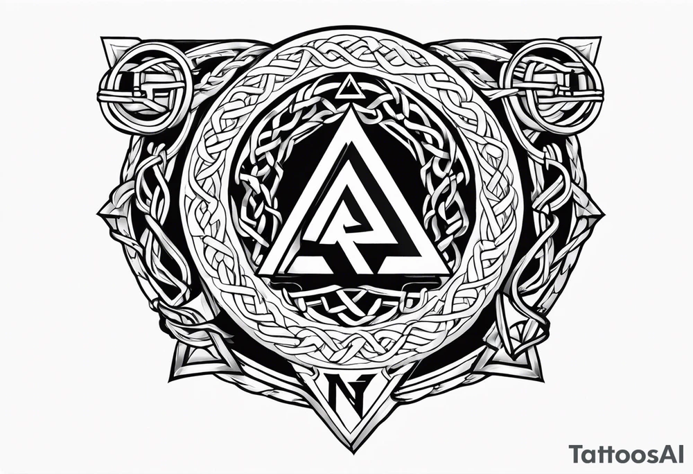 Valhalla sword shield axe barbed wire chains valknut fire tattoo idea Valhalla sword shield axe barbed wire chains valknut fire tattoo idea