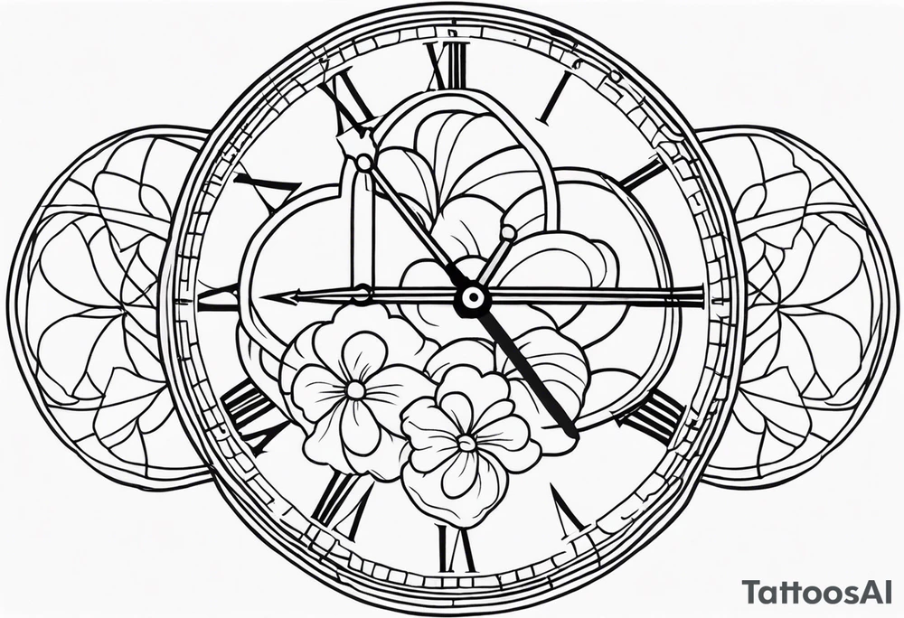 Clouds triple cross kaws flower cross clock tattoo idea