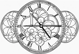 Clouds triple cross kaws flower cross clock tattoo idea