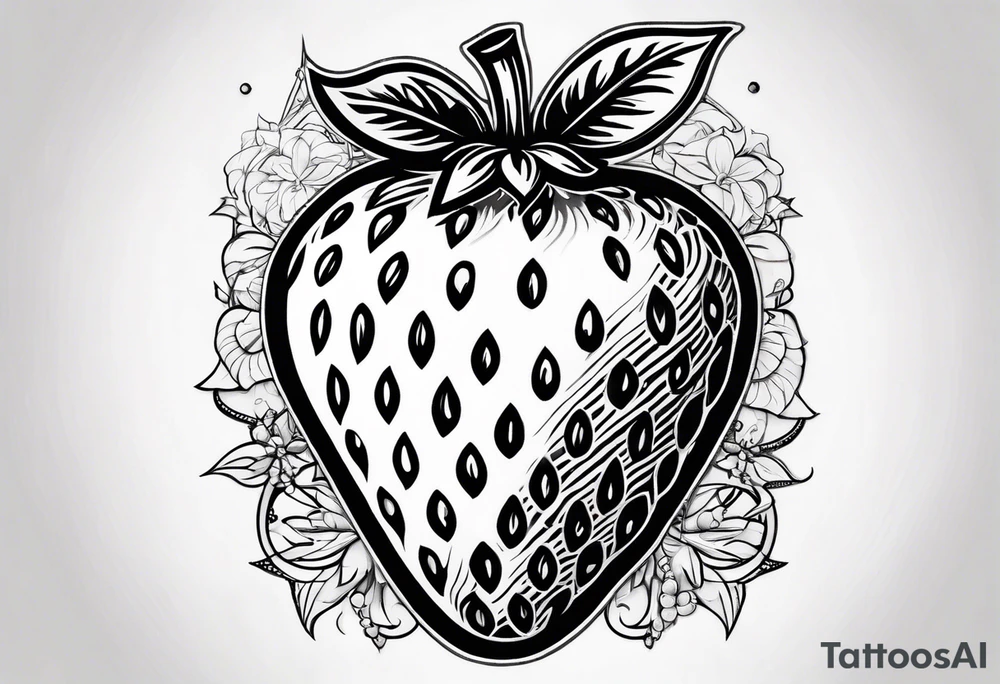 Single Strawberry tattoo idea