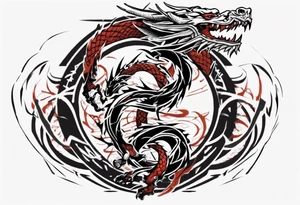 Powerful tattoo writing Jiu-Jitsu with Strong shadows and lines and dragon around for arm tattoo tattoo idea