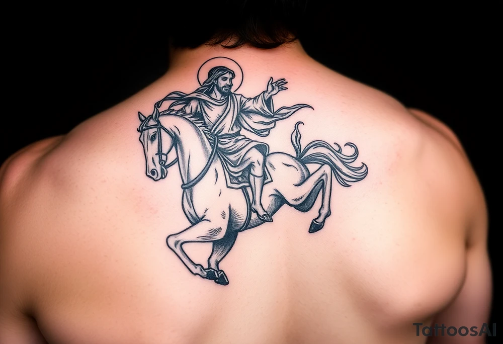 dynamic jesus as rider on the white horse tattoo idea