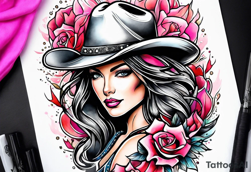 Cowgirl breast cancer tattoo idea