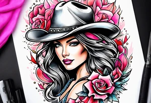 Cowgirl breast cancer tattoo idea