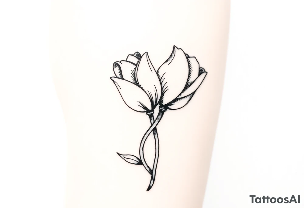 two intertwined tulips with stem tattoo idea