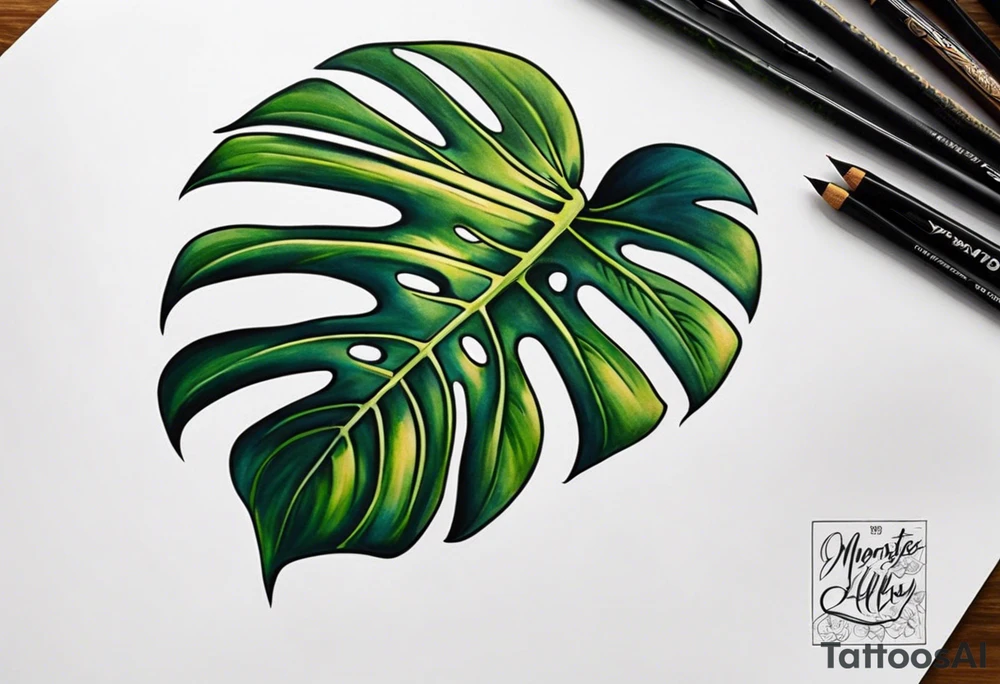 monstera leaf tattoo idea
