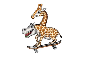 Majestic giraffe riding a skateboard and eating a hippo sandwich do not combine the animals tattoo idea