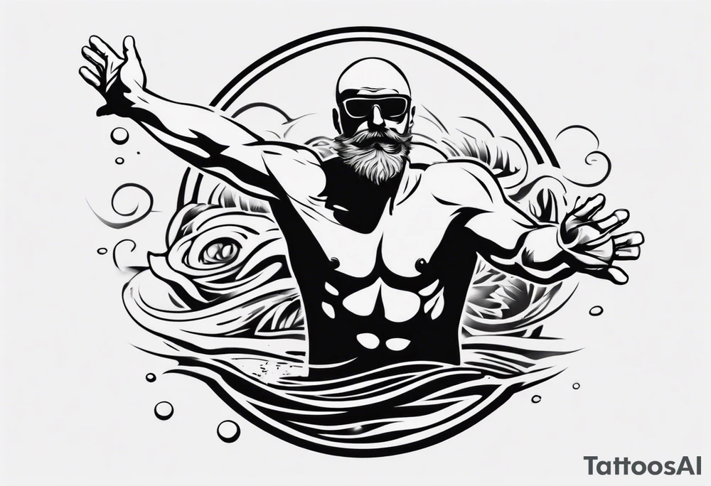 man swimming, no details tattoo idea