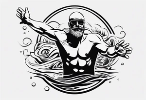 man swimming, no details tattoo idea