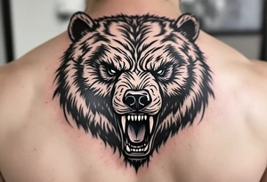 snarling bear face tattoo idea