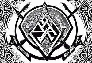 Valhalla shield sword valknut axe tattoo idea