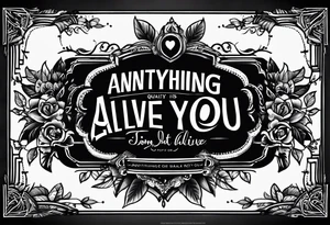 Simple quote tattoo with no picture 
that says, "anything or anyone that does not bring you alive is too small for you." tattoo idea