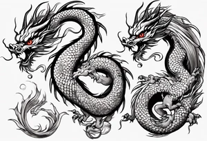 long chinese dragon with scales tattoo idea